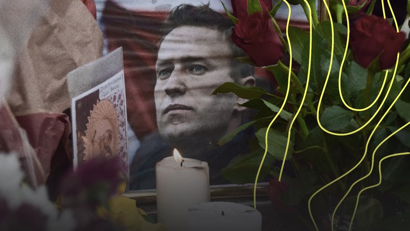 Foto von Alexej Nawalny mit Kerzen, Blumen und Karten davor | Bild: picture alliance/dpa/ZUMA Press Wire | Vuk Valcic Foto von Alexej Nawalny mit Kerzen, Blumen und Karten davor