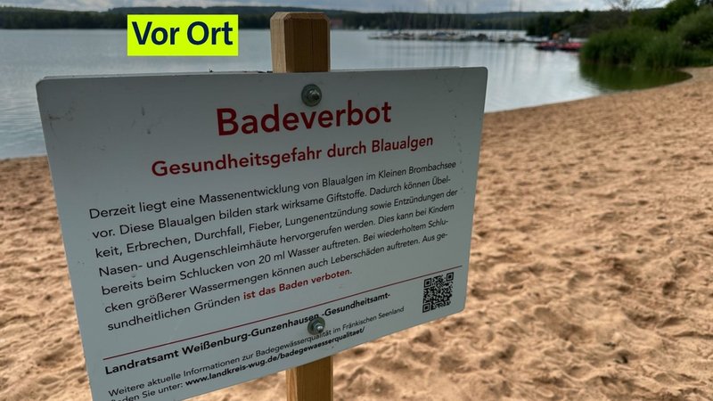 Zum ersten Mal in der Geschichte wurde im Juli ein Badeverbot für den kleinen Brombachsee ausgesprochen. | Bild: BR24/Ulrike Lefherz Zum ersten Mal in der Geschichte wurde im Juli ein Badeverbot für den kleinen Brombachsee ausgesprochen.
