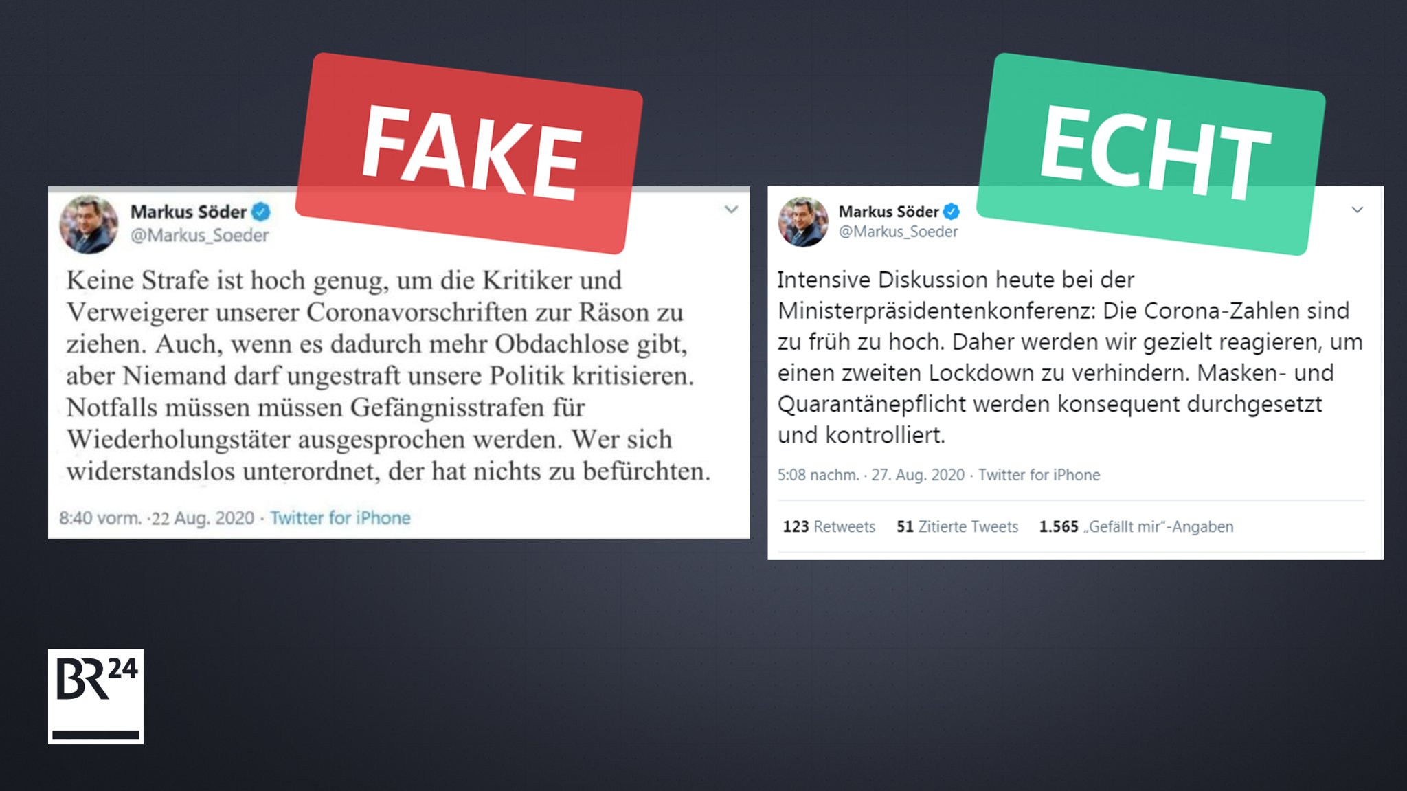 Die Schriftarten zwischen der Fälschung und einem Originalbeispiel aus Twitter unterschieden sich offensichtlich.