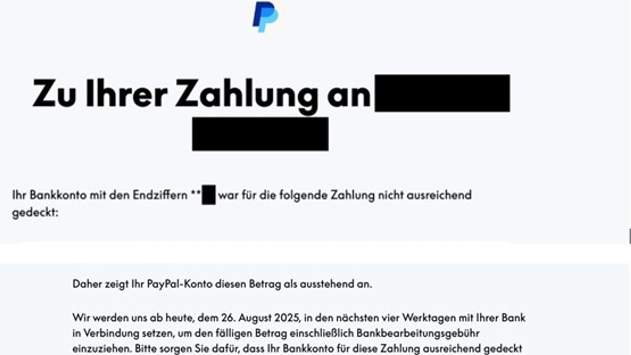 Diese Nachricht verschickt Paypal.