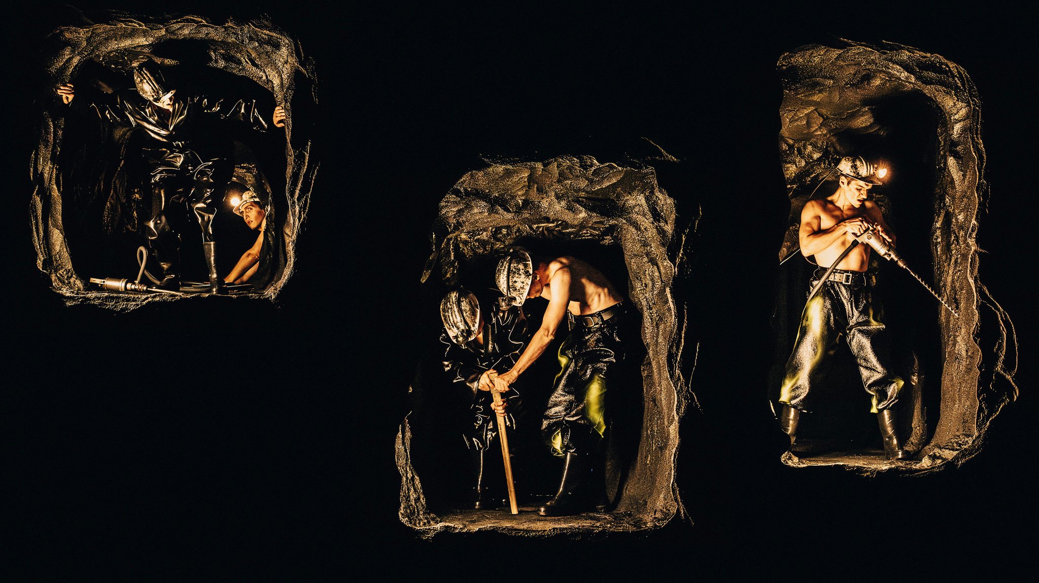 Arbeiter hämmern unter Tage