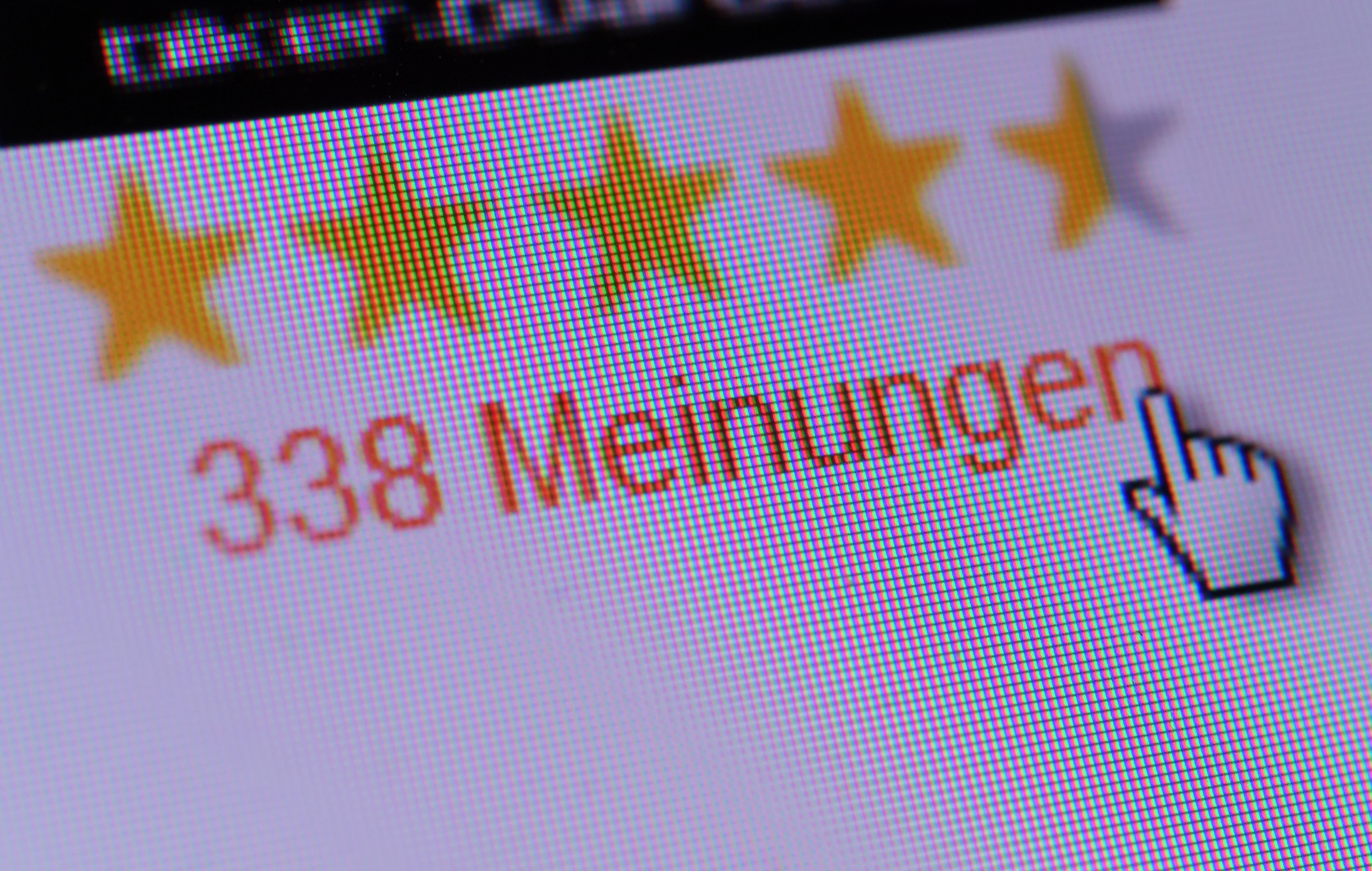 Ausschnitt aus einer Internetseite mit 338 Sterne-Bewertungen