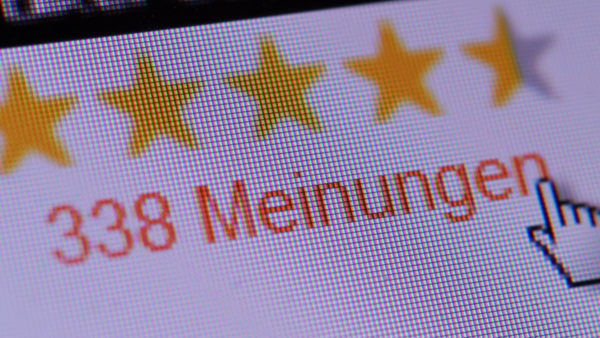 Ausschnitt aus einer Internetseite mit 338 Sterne-Bewertungen