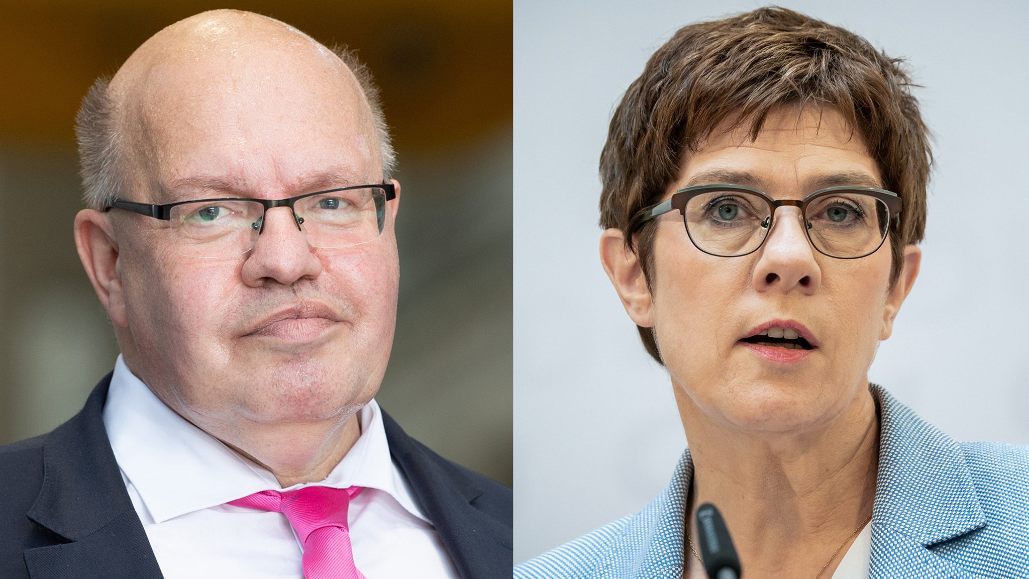 Wirtschaftsminister Peter Altmeier und Verteidigungsministerin Annegret Kramp-Karrenbauer (bei CDU)