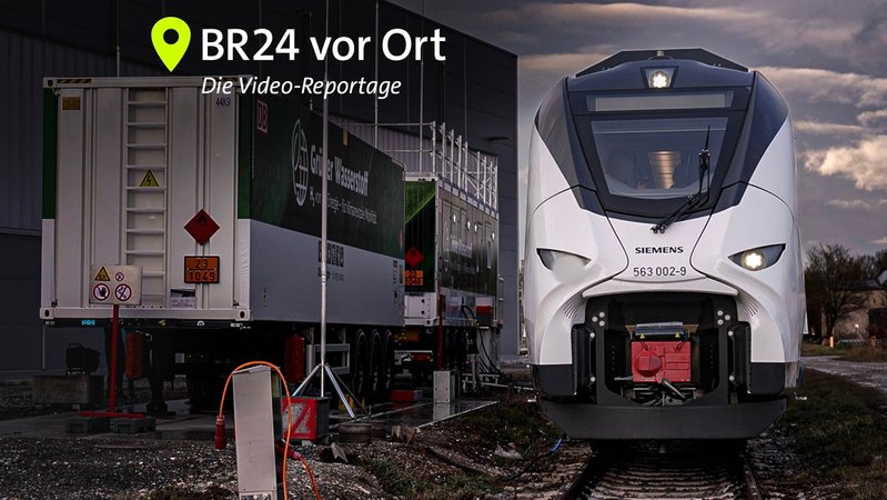 Bayerns erster Wasserstoffzug an seiner Tankstelle in Augsburg | Bild: BR Bayerns erster Wasserstoffzug an seiner Tankstelle in Augsburg