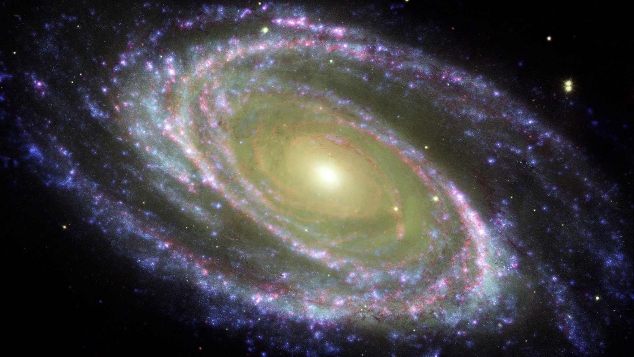 Die Spiralgalaxie M81, aufgenommen mit dem Hubble-Weltraumteleskop. 