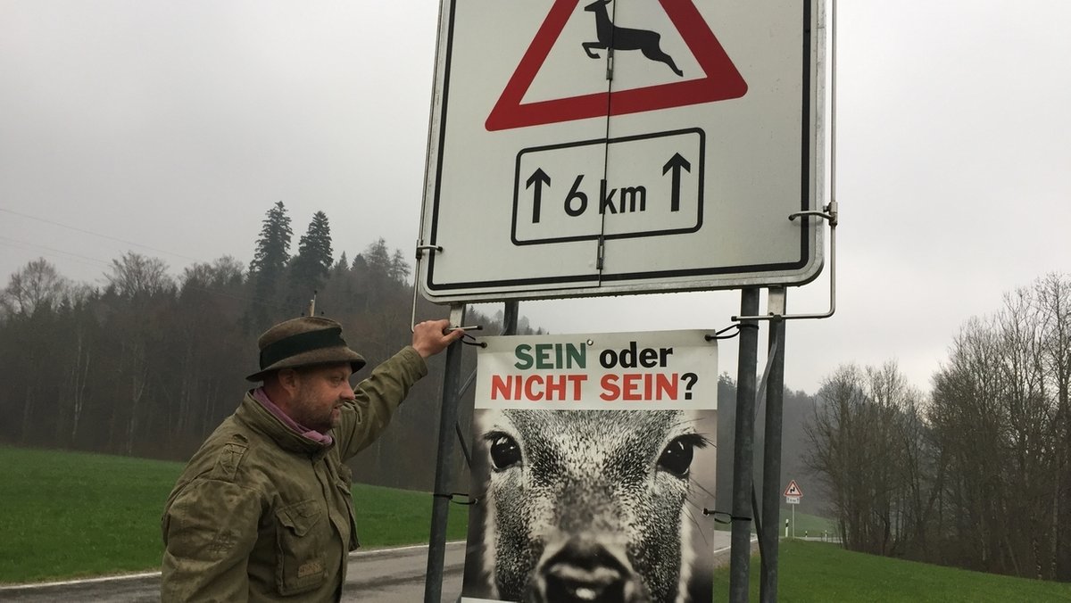 Klappschilder gegen Wildunfälle im Kürnachtal im Oberallgäu