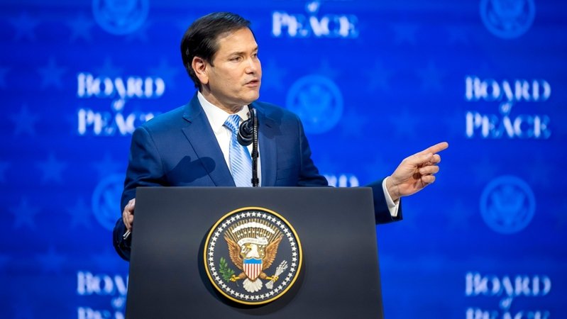 US-Außenminister Marco Rubio spricht auf dem Weltwirtschaftsforum in Davos. | Bild: dpa-Bildfunk/Gian Ehrenzeller US-Außenminister Marco Rubio spricht auf dem Weltwirtschaftsforum in Davos.