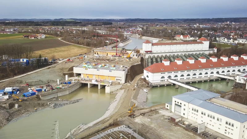 Innkraftwerk Jettenbach-Töging von schräg oben