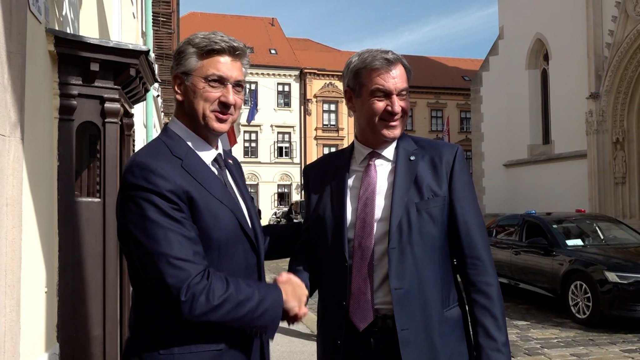 Bayerns Ministerpräsident Markus Söder und Andrej Plenkovic. | Bild: BR Bayerns Ministerpräsident Markus Söder und Andrej Plenkovic.
