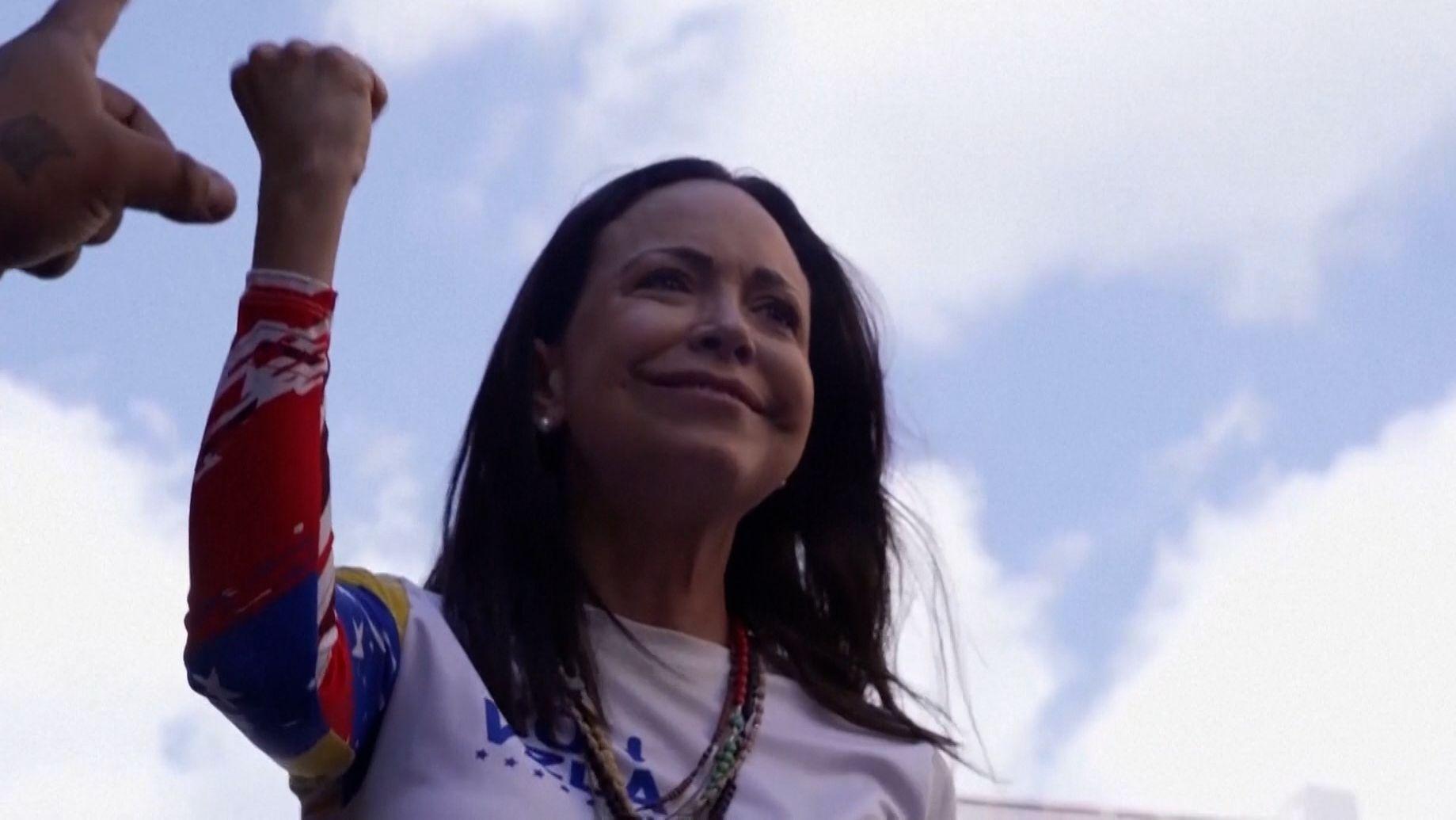 Die venezolanische Friedensnobelpreisträgerin Maria Machado