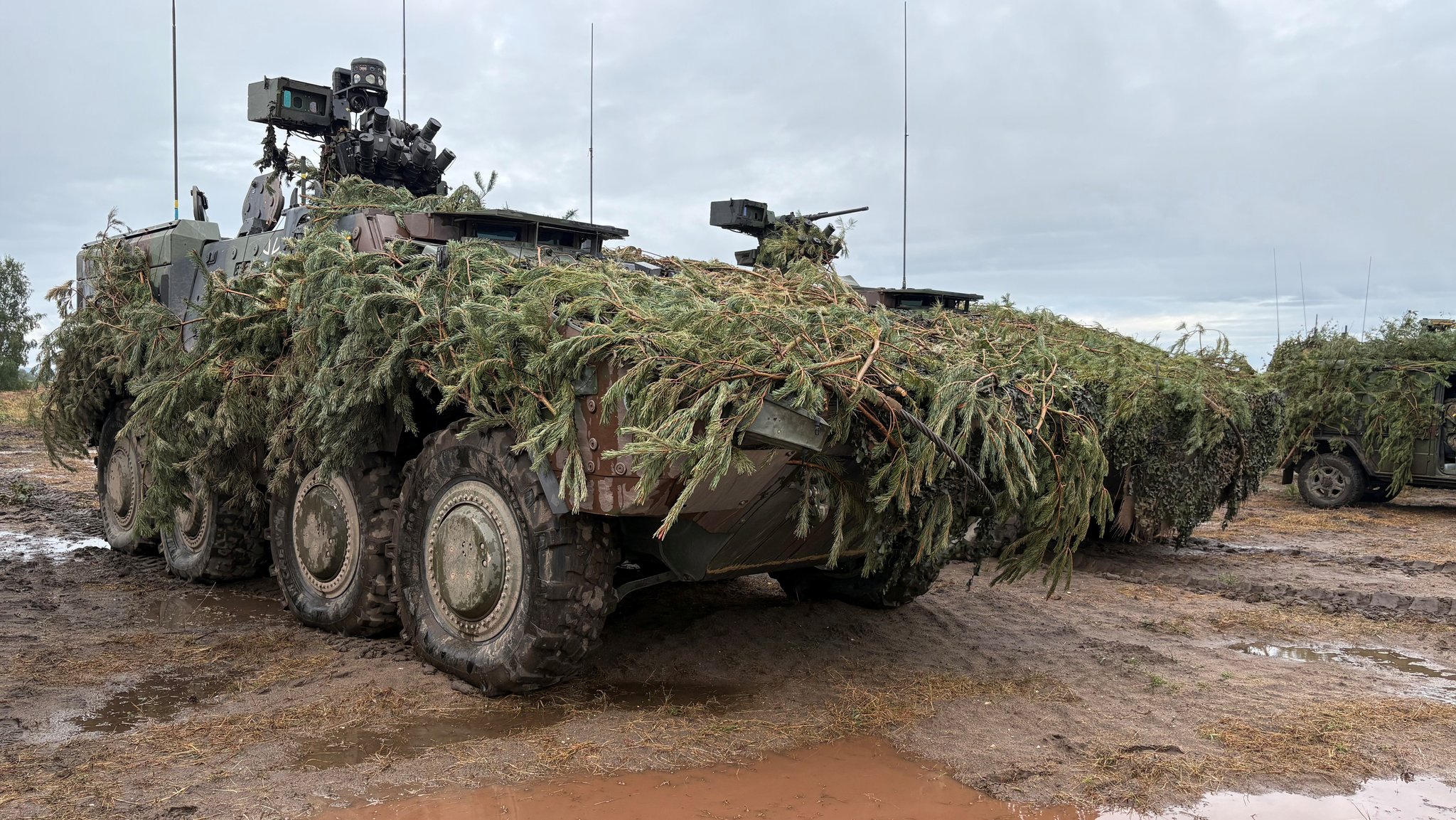 Radpanzer vom Typ Boxer im Gefechtsübungszentrum des Heeres. Diese Fahrzeuge stellen das Rückgrat der neuen Mittleren Kräfte dar. Die Boxer sind lang eingeführt und lassen sich als Plattform nutzen - etwa für neuartige Radhaubitzen.
