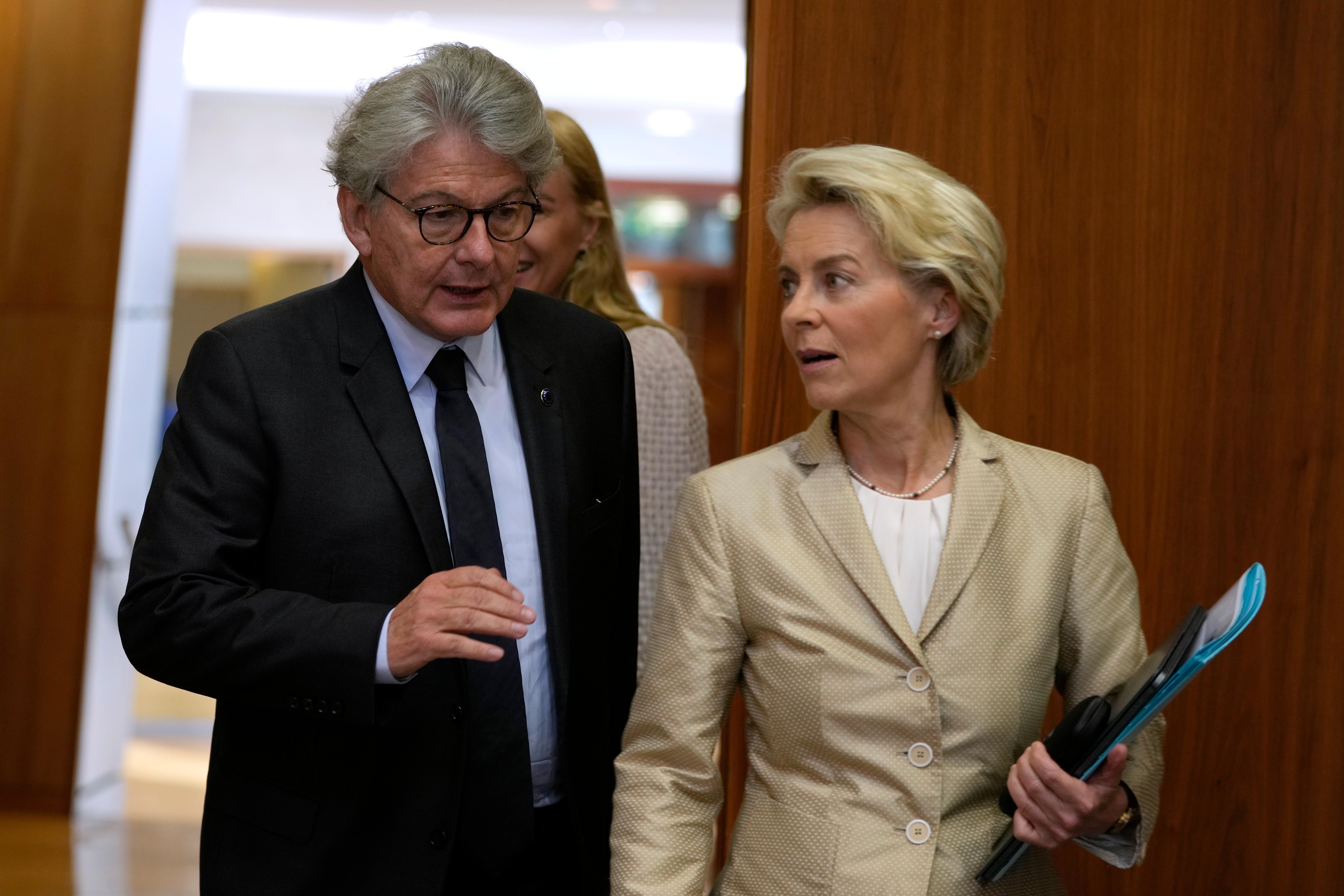 EU-Kommissar Thierry Breton mit Ursula von der Leyen (Aufnahme vom 28.09.2022)