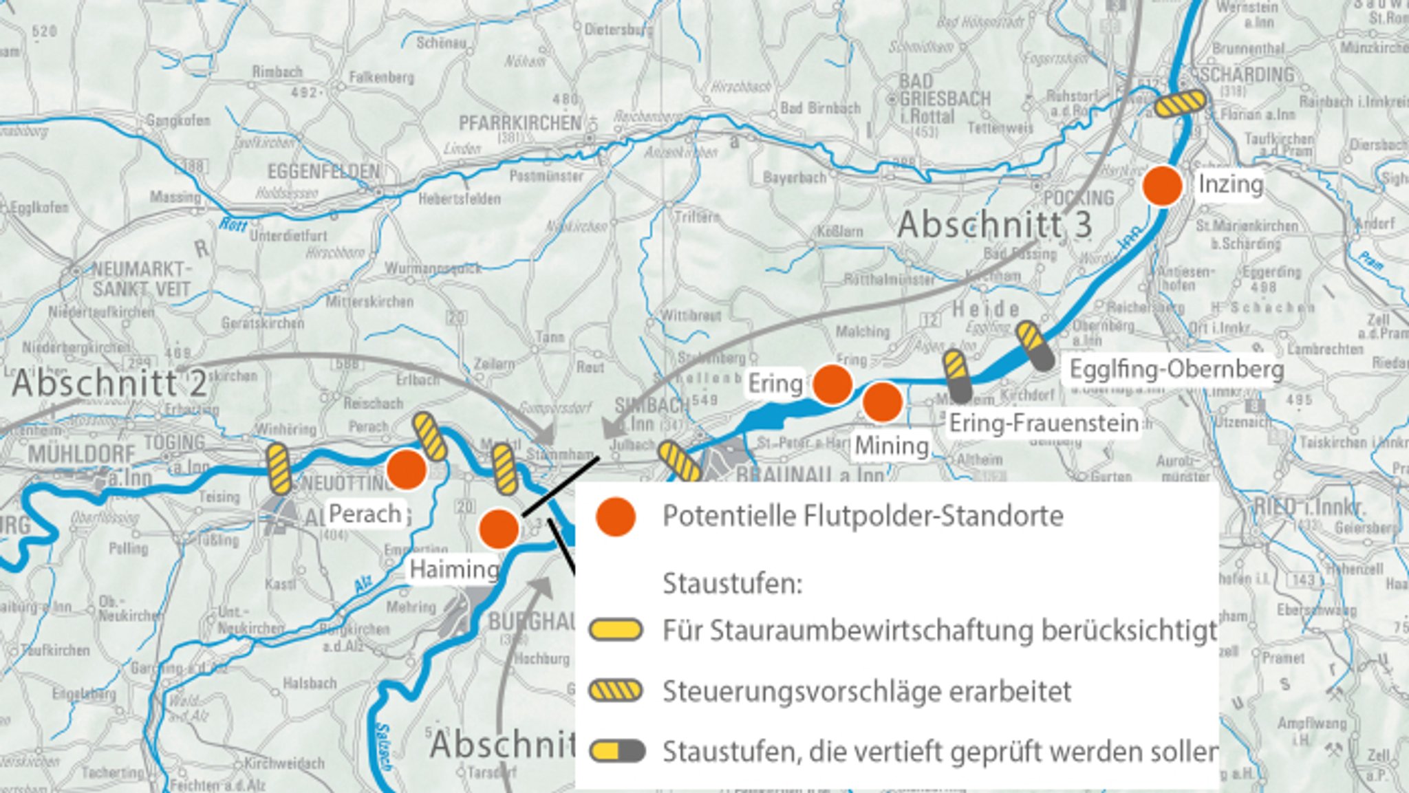 Ausschnitt aus der Karte mit dem Untersuchungsgebiet