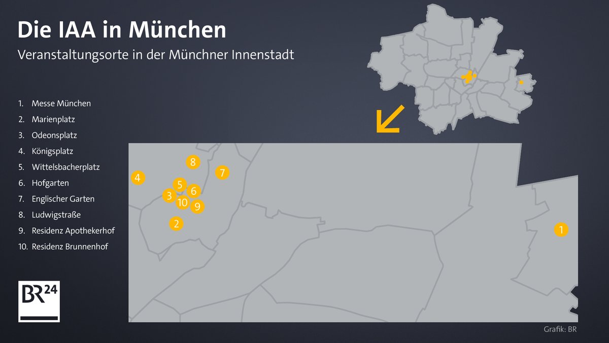 Grafik: Veranstaltungsorte der IAA in München