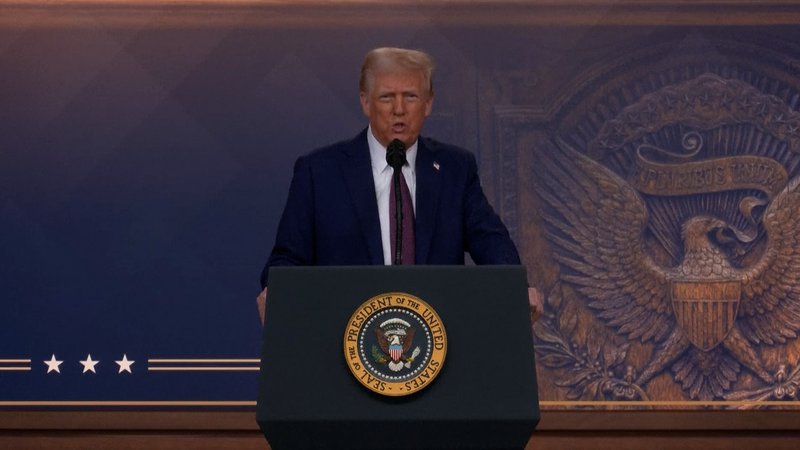 US-Präsident Donald Trump bei seiner Videoschalte zum Weltwirtschaftsforum in Davos. | Bild: BR24 US-Präsident Donald Trump bei seiner Videoschalte zum Weltwirtschaftsforum in Davos.