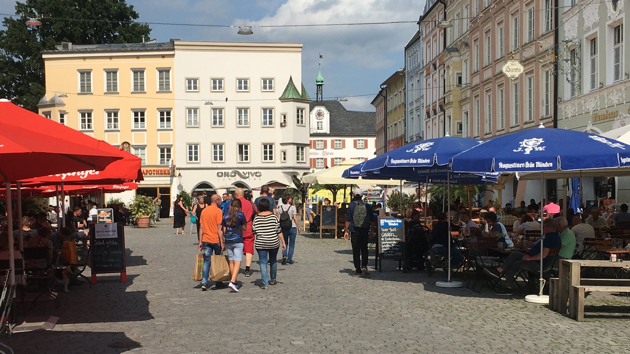 Innenstadt von Rosenheim am 20. August 2021.