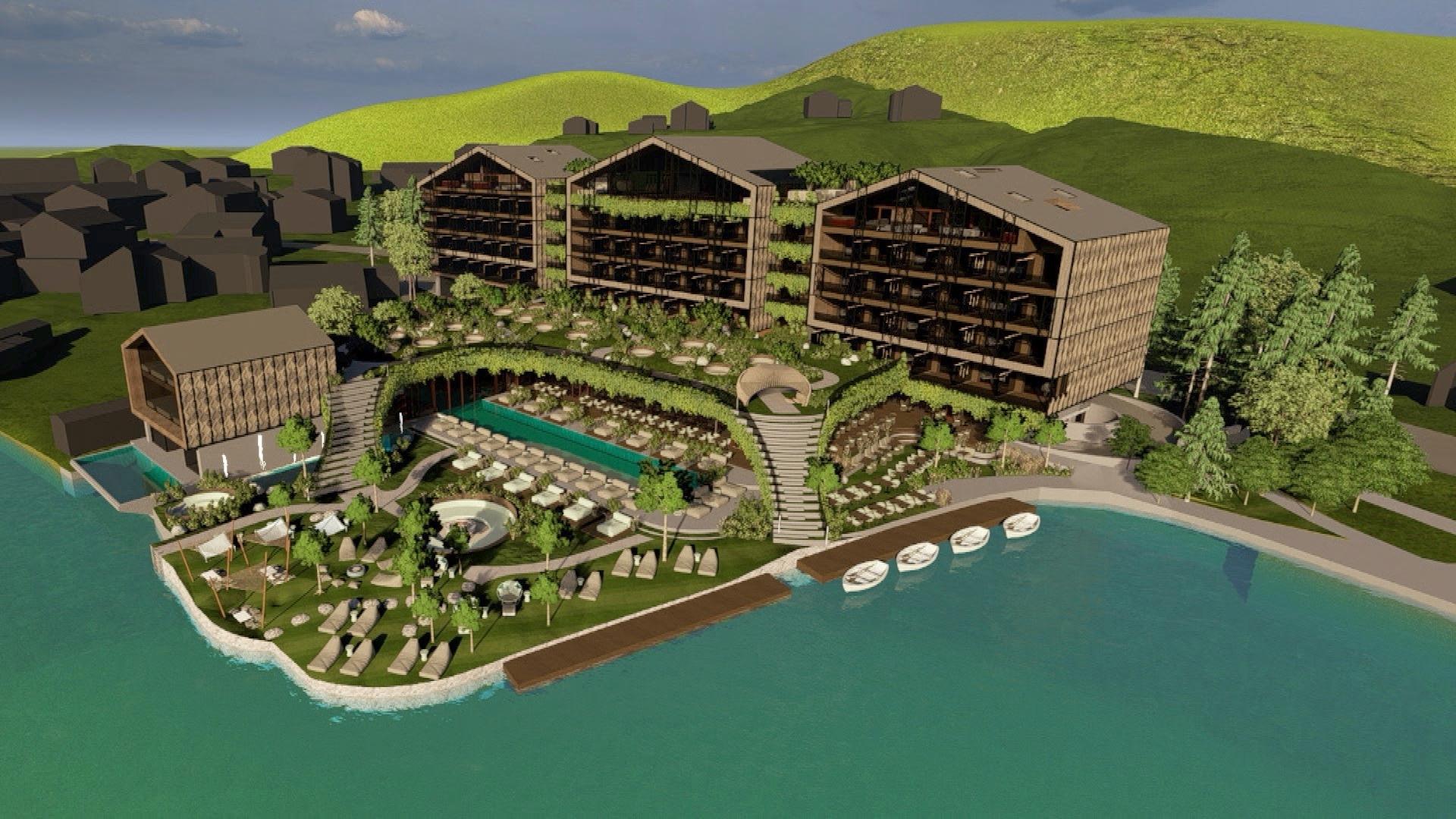 Neu geplantes 5-Sterne-Hotel am Schliersee als Computergrafik