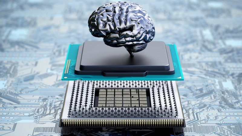 Chrome brain on the CPU installed on the mainboard. 3D illustration. | Bild: Picture Alliance Chrome brain on the CPU installed on the mainboard. 3D illustration.