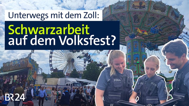 Das Hauptzollamt Schweinfurt kontrolliert Schausteller auf dem Würzburger Kiliani-Volksfest. | Bild: BR/Jürgen Gläser Das Hauptzollamt Schweinfurt kontrolliert Schausteller auf dem Würzburger Kiliani-Volksfest.