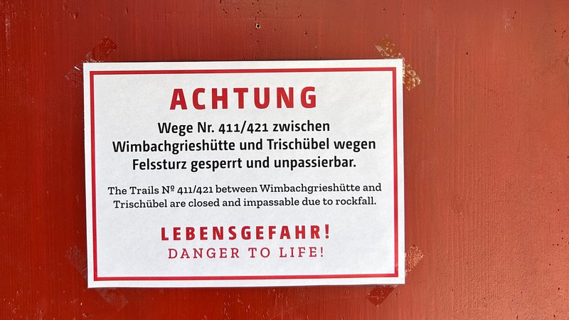 Sperrung der Wanderwege nach Felssturz im Wimbachtal | Bild: DAV Berchtesgaden Sperrung der Wanderwege nach Felssturz im Wimbachtal