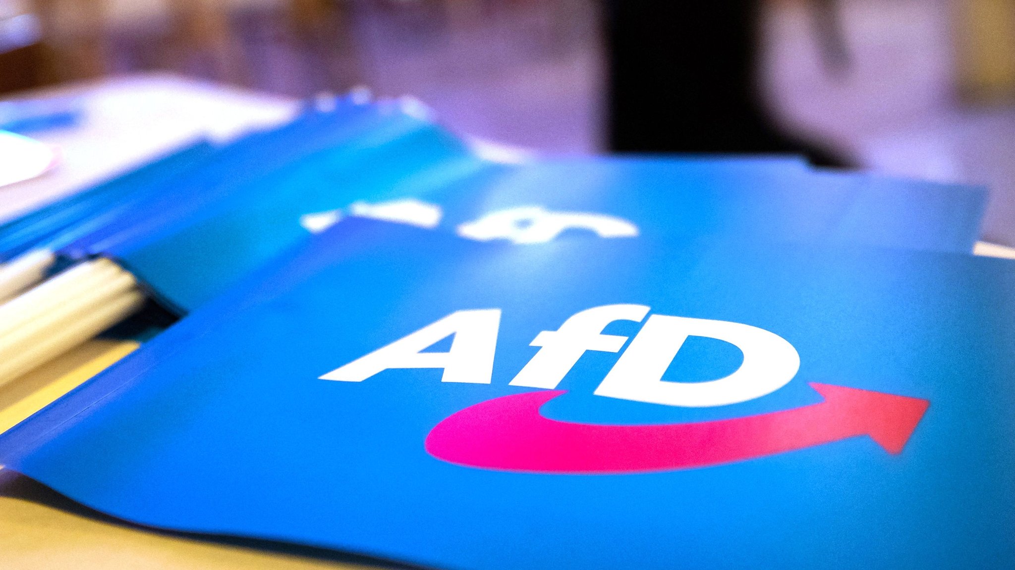 ARCHIV - 24.11.2018, Bayern, Greding: Fähnchen mit dem Logo der AfD liegen auf einem Tisch. (zu dpa: «Gericht: Bayerns Verfassungsschutz darf AfD beobachten») Foto: Daniel Karmann/dpa +++ dpa-Bildfunk +++ | Bild: dpa-Bildfunk/Daniel Karmann ARCHIV - 24.11.2018, Bayern, Greding: Fähnchen mit dem Logo der AfD liegen auf einem Tisch. (zu dpa: «Gericht: Bayerns Verfassungsschutz darf AfD beobachten») Foto: Daniel Karmann/dpa +++ dpa-Bildfunk +++