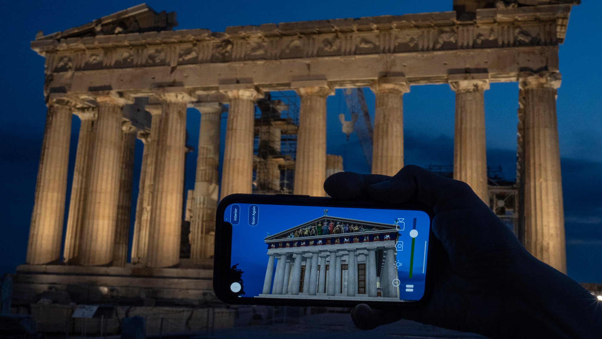 Der Parthenon-Tempel bei Nacht