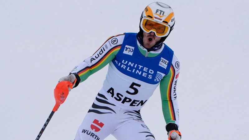 03.03.2024, USA, Aspen: Ski alpin: Weltcup, Slalom, Herren, 2. Durchgang: Linus Straßer aus Deutschland reagiert nach dem Rennen. Foto: John Locher/AP +++ dpa-Bildfunk +++