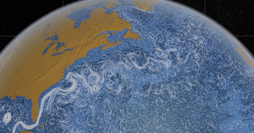 Satellitenaufnahme des Golfstroms vor der Küste der USA
