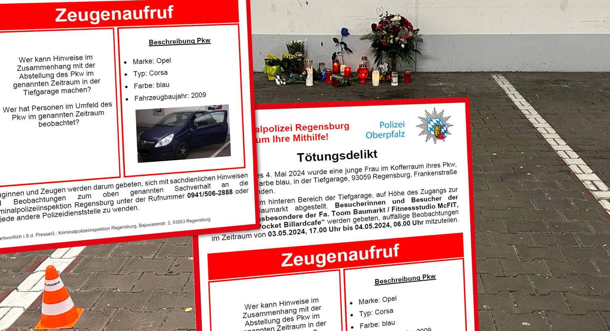 Mit Plakaten wendet sich die Polizei an Zeugen, die sich am 3. und 4. Mai im Bereich des Fundorts der Leiche aufgehalten haben.
