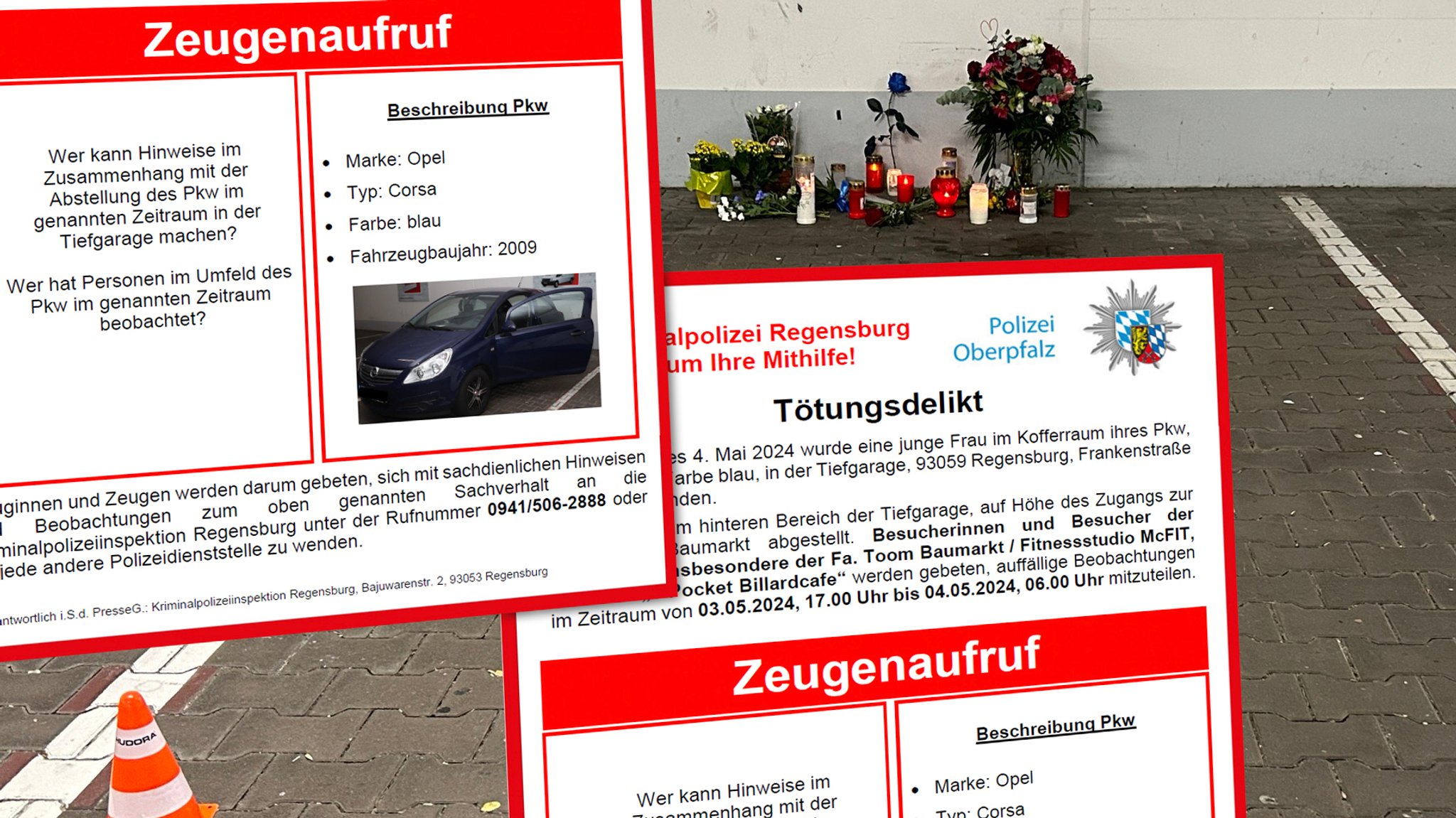 Mit Plakaten wendet sich die Polizei an Zeugen, die sich am 3. und 4. Mai im Bereich des Fundorts der Leiche aufgehalten haben.