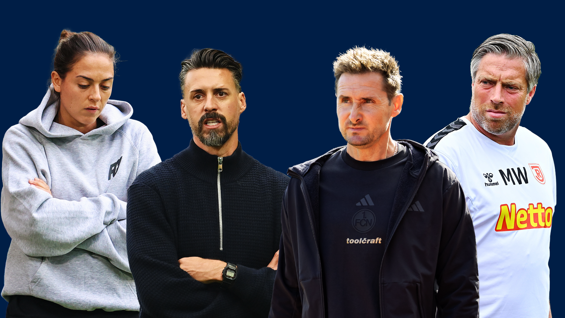 Sabrina Wittmann, Sandro Wagner, Miroslav Klose und Michael Wimmer