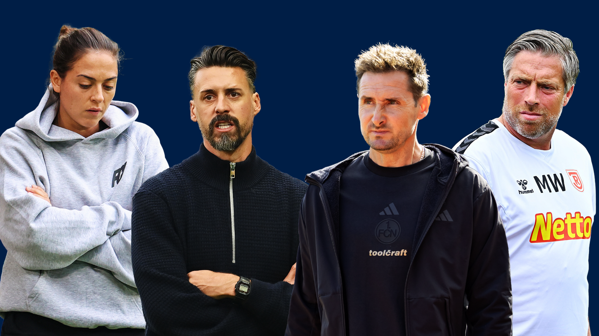 Sabrina Wittmann, Sandro Wagner, Miroslav Klose und Michael Wimmer