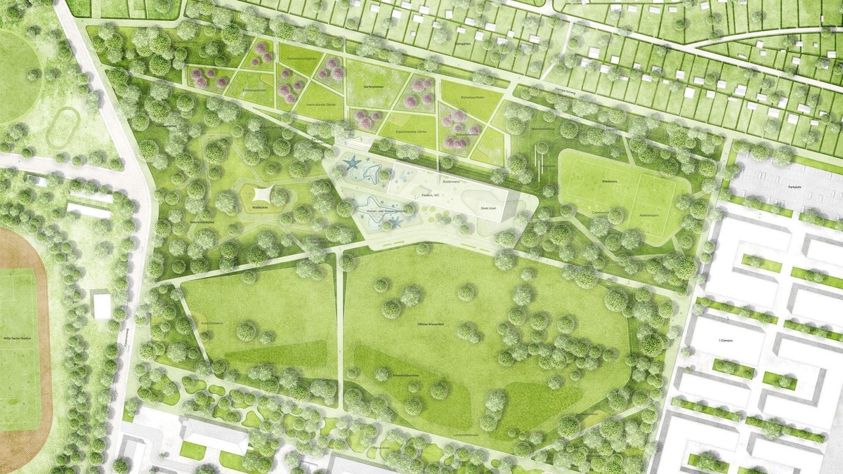 Siegerentwurf für den Bürgerpark als Teil einer Landesgartenschau in Schweinfurt