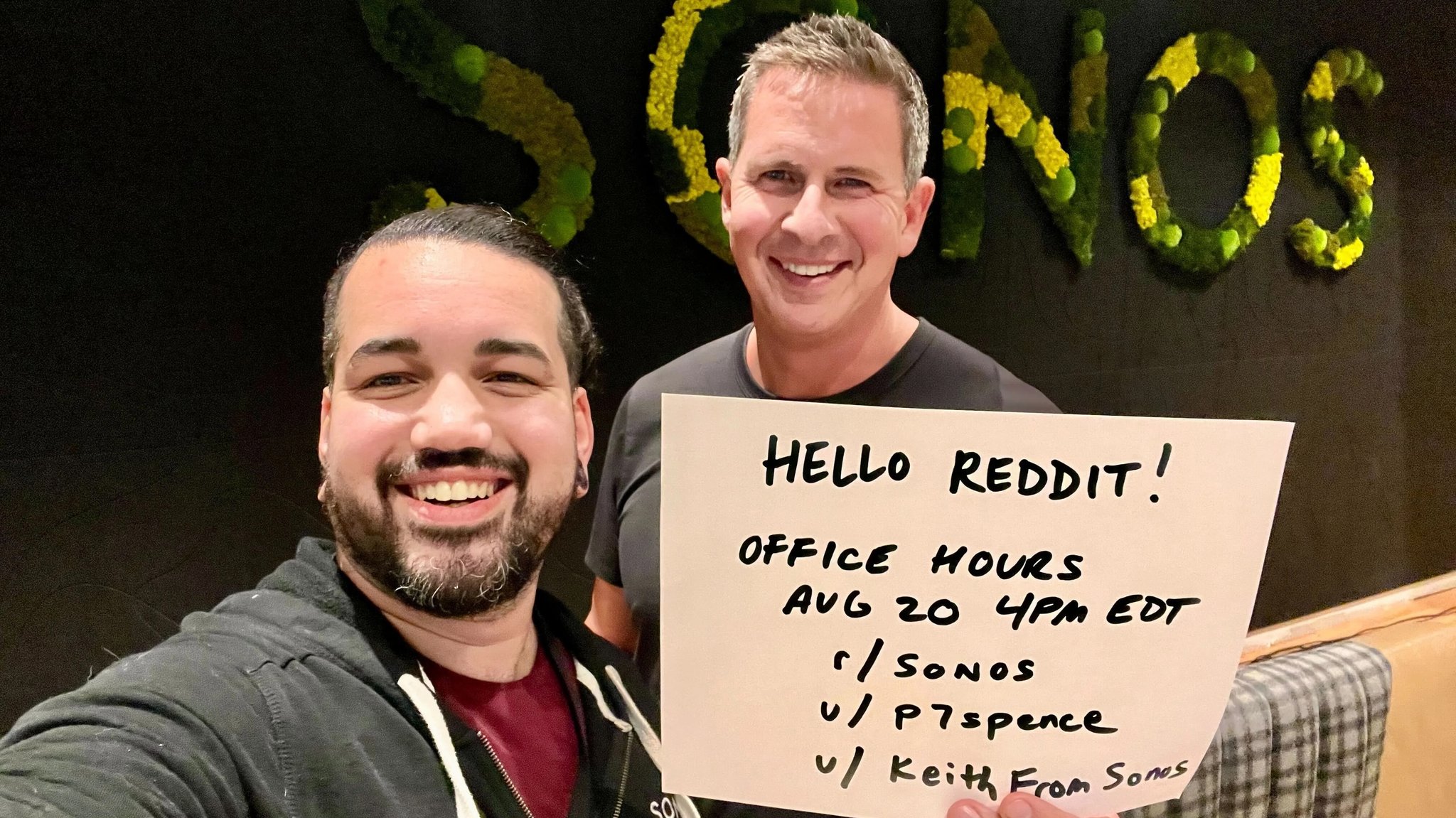 Sonos-CEO Patrick Spence (re.) und sein Community-Manager Keith rufen zum "Ask Me Anything" bei Reddit auf.