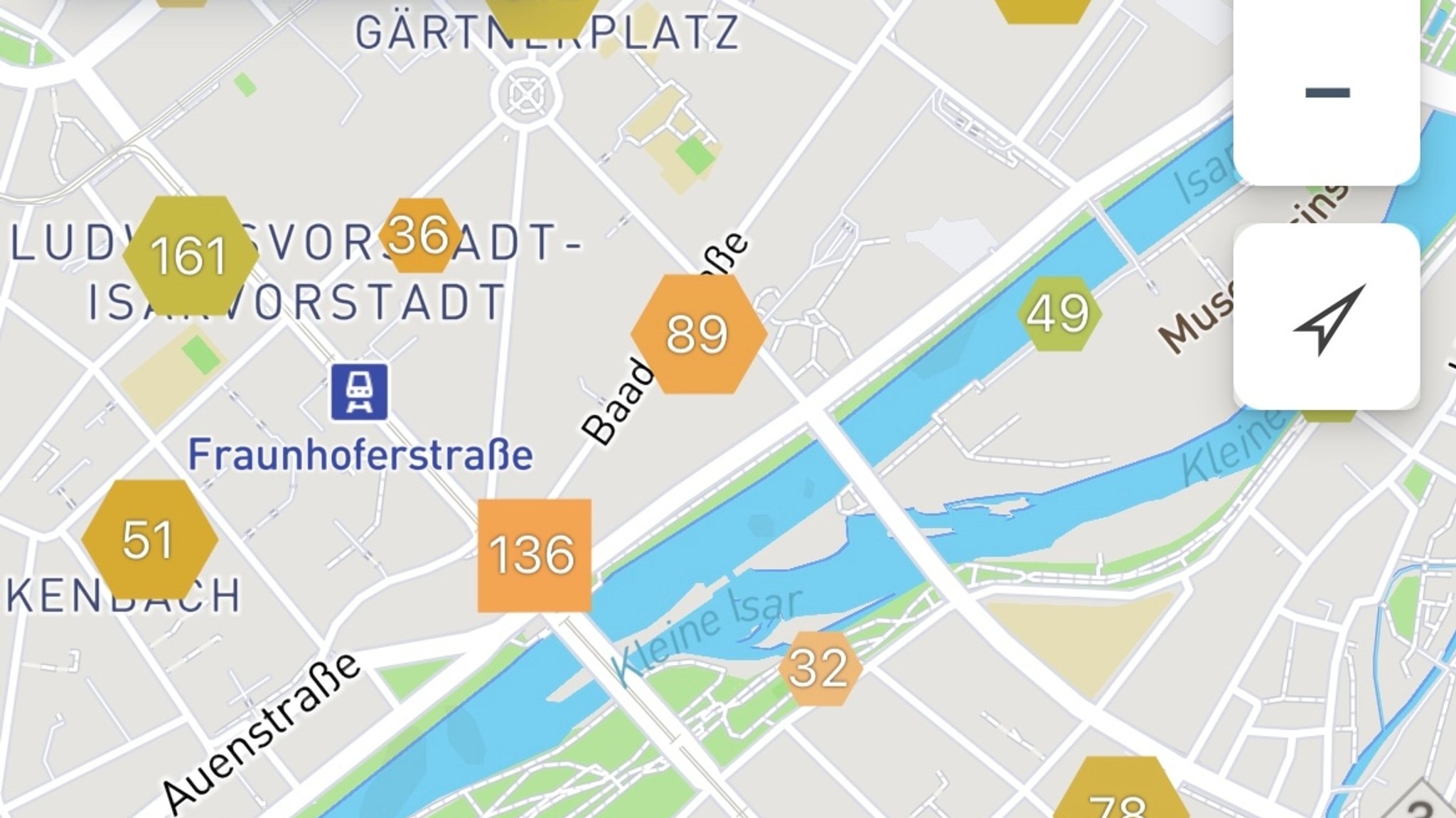 Ein Auszug der Wheelmap aus München 