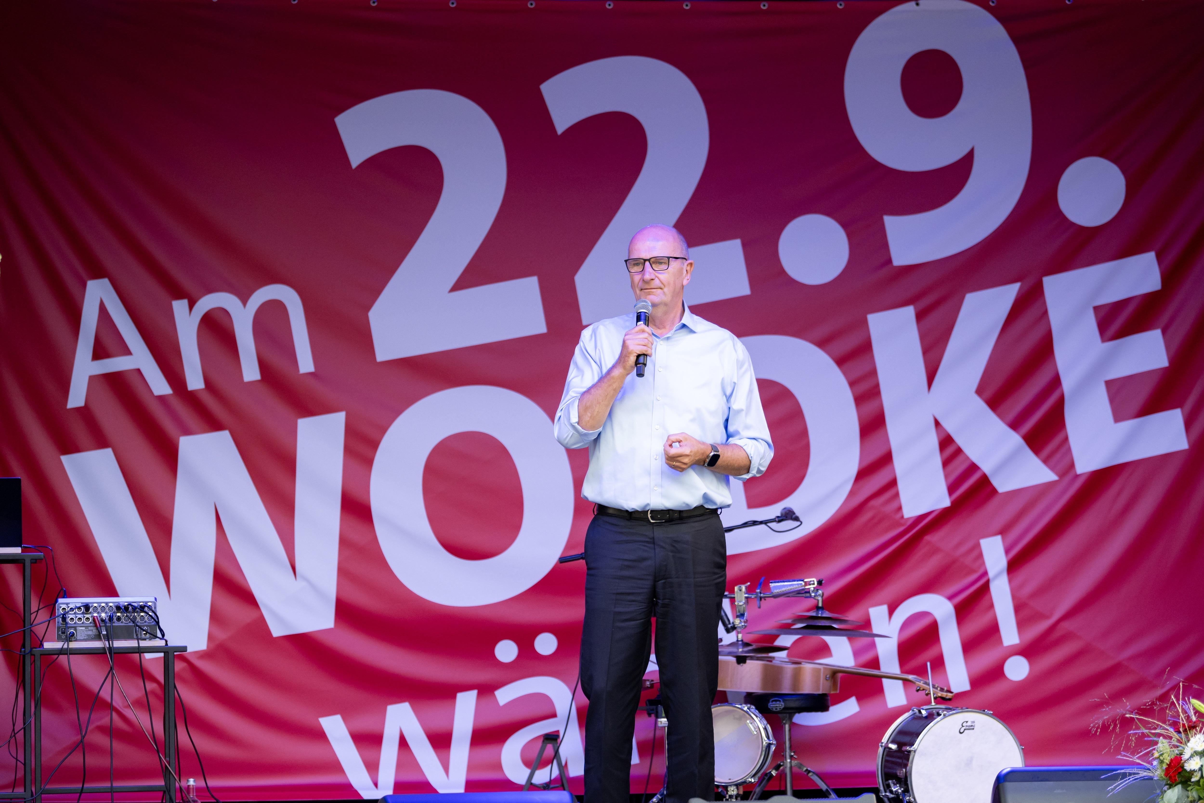 Brandenburgs Ministerpräsident Dietmar Woidke (SPD) im Wahlkampf