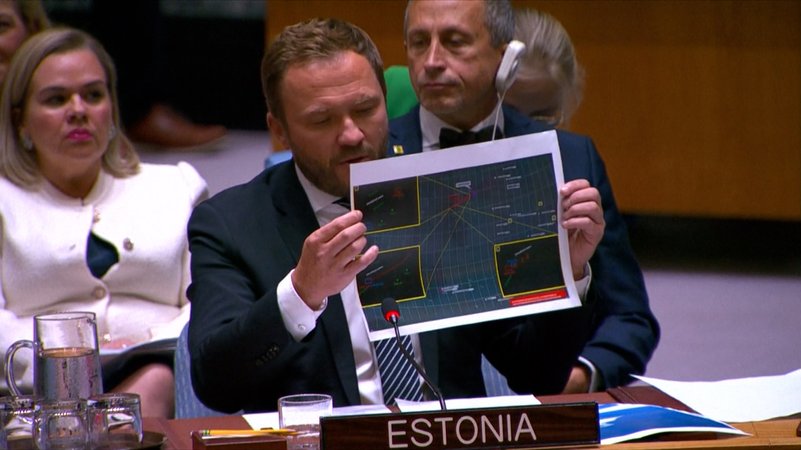 Russische Kampfjets haben am Freitag den Luftraum über Estland verletzt. Am Montag beschäftigte sich der UN-Sicherheitsrat mit dem Vorfall. | Bild: Bayerischer Rundfunk 2025 Russische Kampfjets haben am Freitag den Luftraum über Estland verletzt. Am Montag beschäftigte sich der UN-Sicherheitsrat mit dem Vorfall.