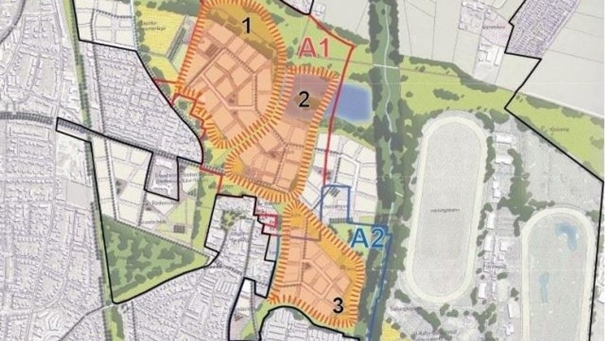Plan Münchner Nordosten mit Lage Olympiadorf 
