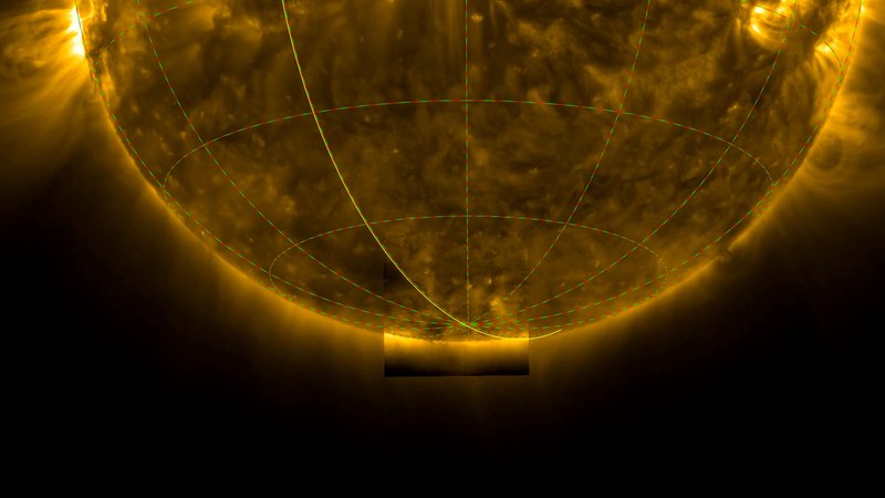 Blick der Raumsonde Solar Orbiter auf den Südpol der Sonne | Bild: ESA & NASA/Solar Orbiter/EUI Team, D. Berghmans (ROB) Blick der Raumsonde Solar Orbiter auf den Südpol der Sonne