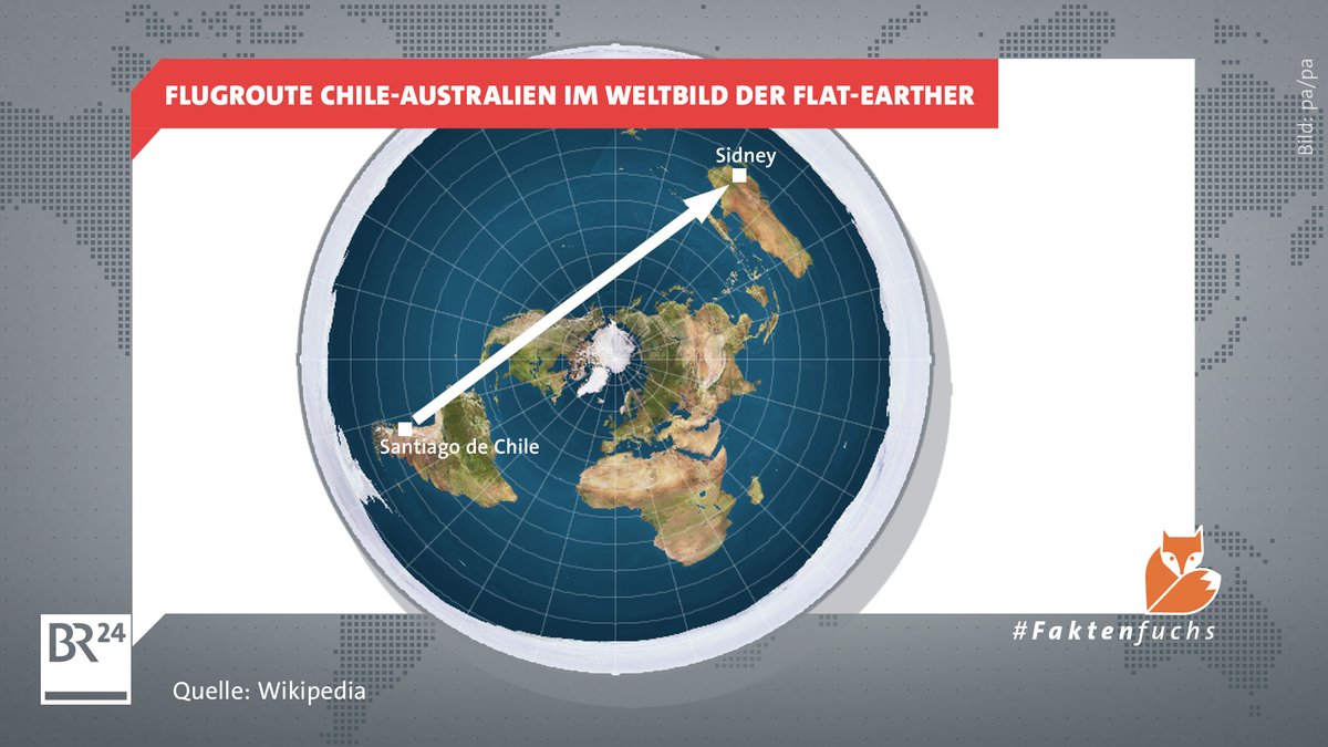 Im Weltbild der Flat-Earther wäre der Weg von Chile nach Australien sehr weit. 