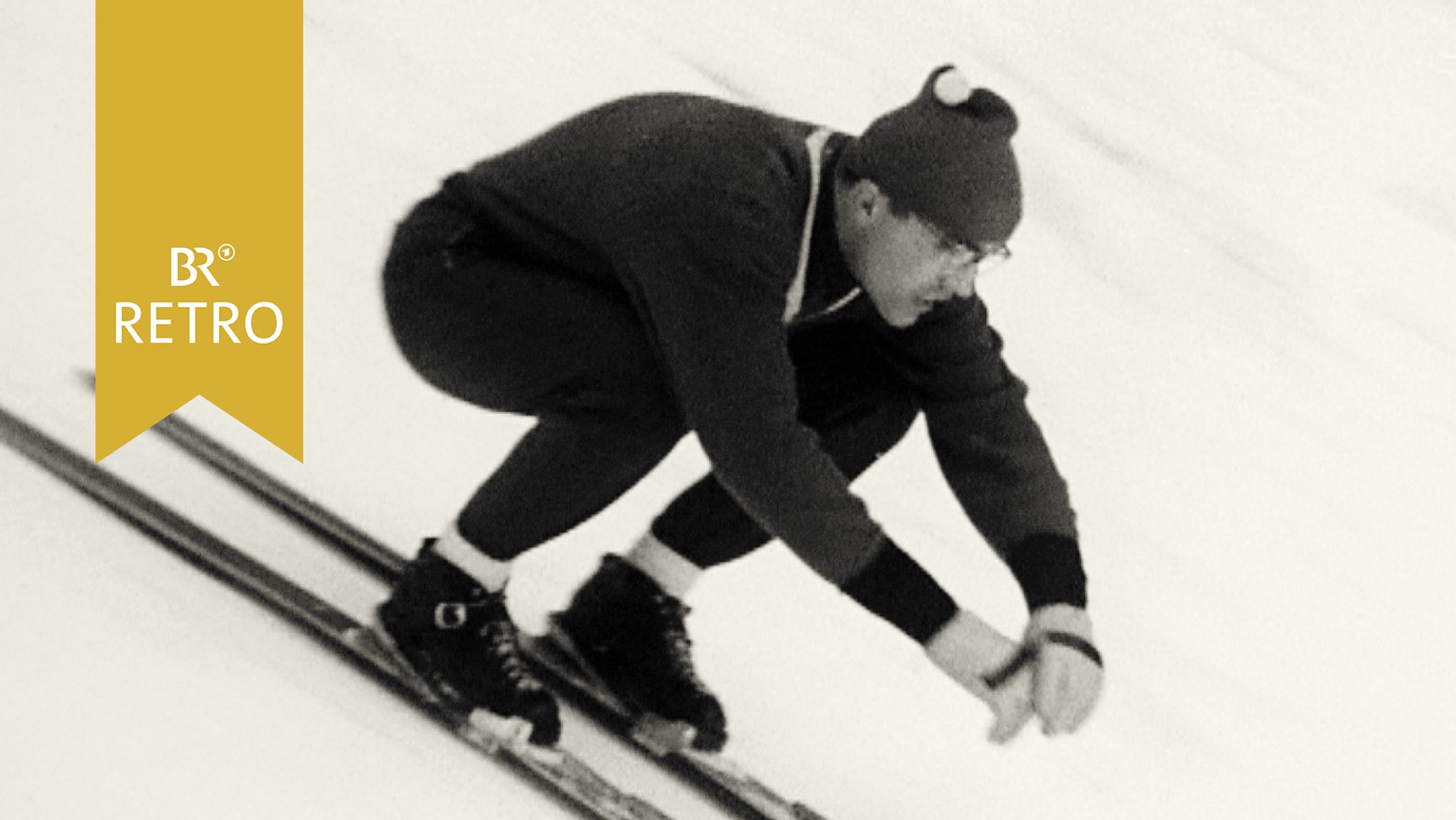 Der Skispringer Wolfgang Happle in Ruhpolding beim Anlauf zum Absprung 
