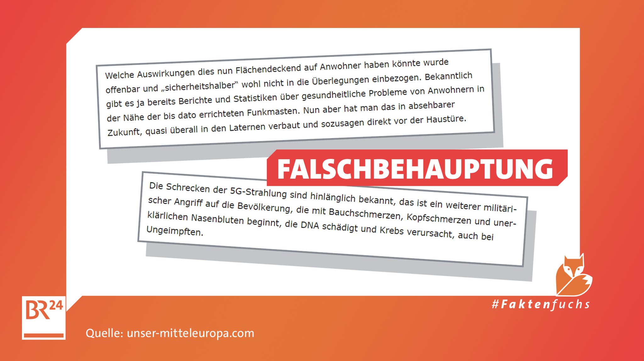 Zwei Kommentare auf einer Webseite als Screenshot, darüber der Stempel "Falschbehauptung".