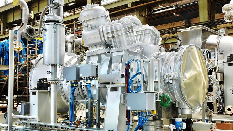 Eine Gasturbine der MAN Energy Solutions. | Bild: picture alliance / MAN | MAN Eine Gasturbine der MAN Energy Solutions.