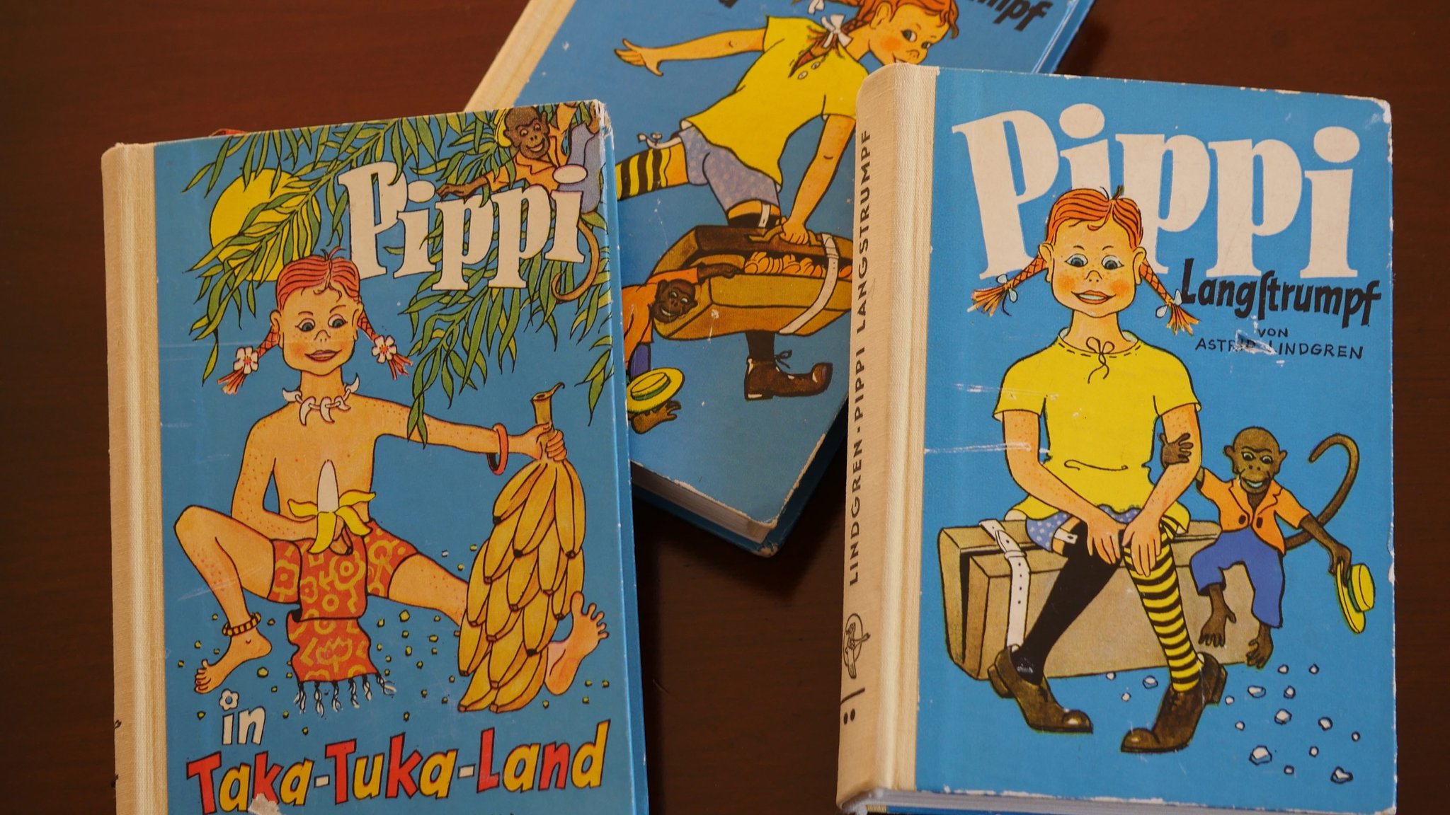 Drei Bände "Pippi Langstrumpf" aus den Jahren 1960-1962.