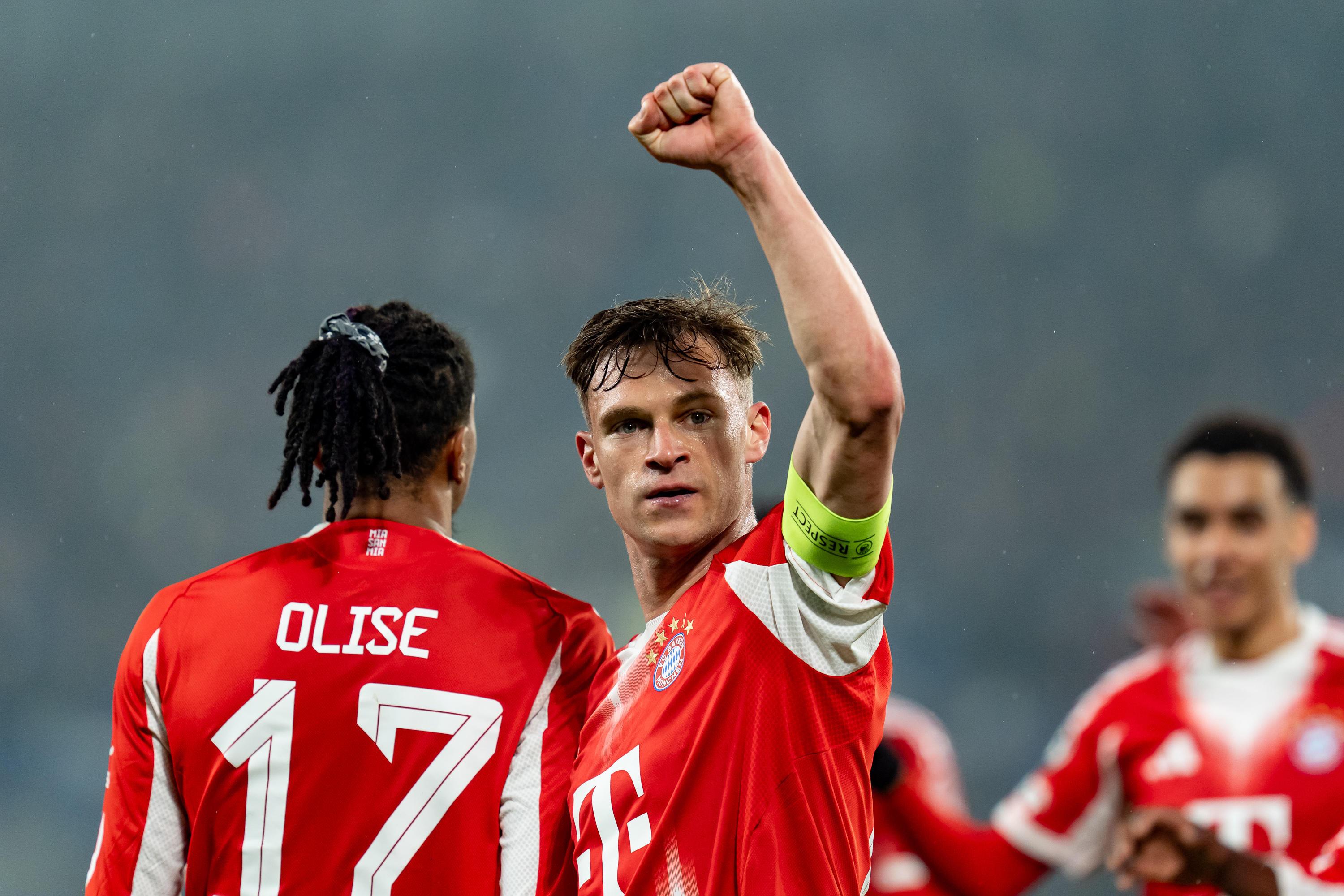 Michael Olise und Joshua Kimmich holten sich in Bergamo eine Gelbe Karte ab und fehlen im Rückspiel.