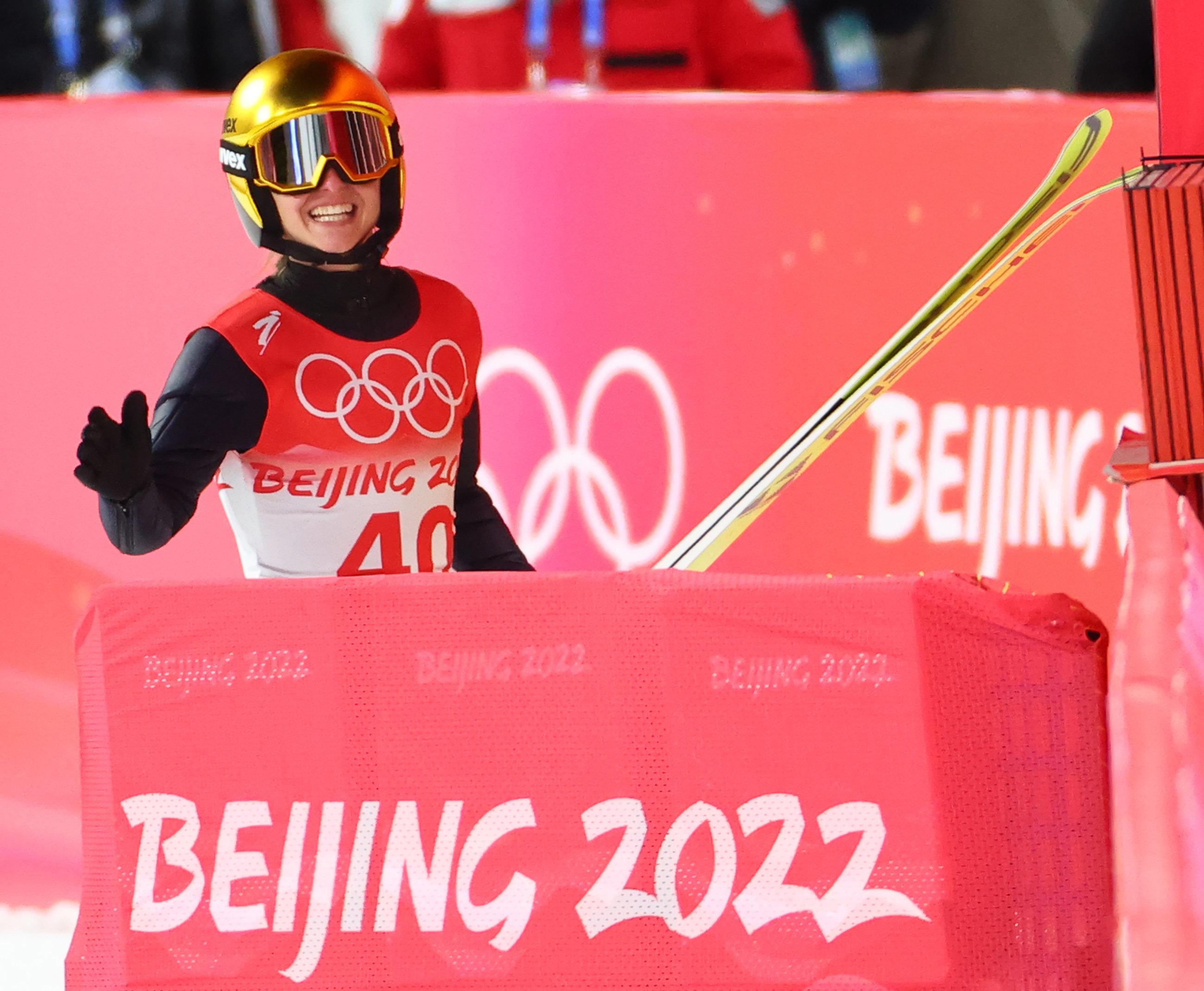 Autogramm Katharina ALTHAUS Silber Olympia 18+22 Peking Skispringen Frauen xyz 