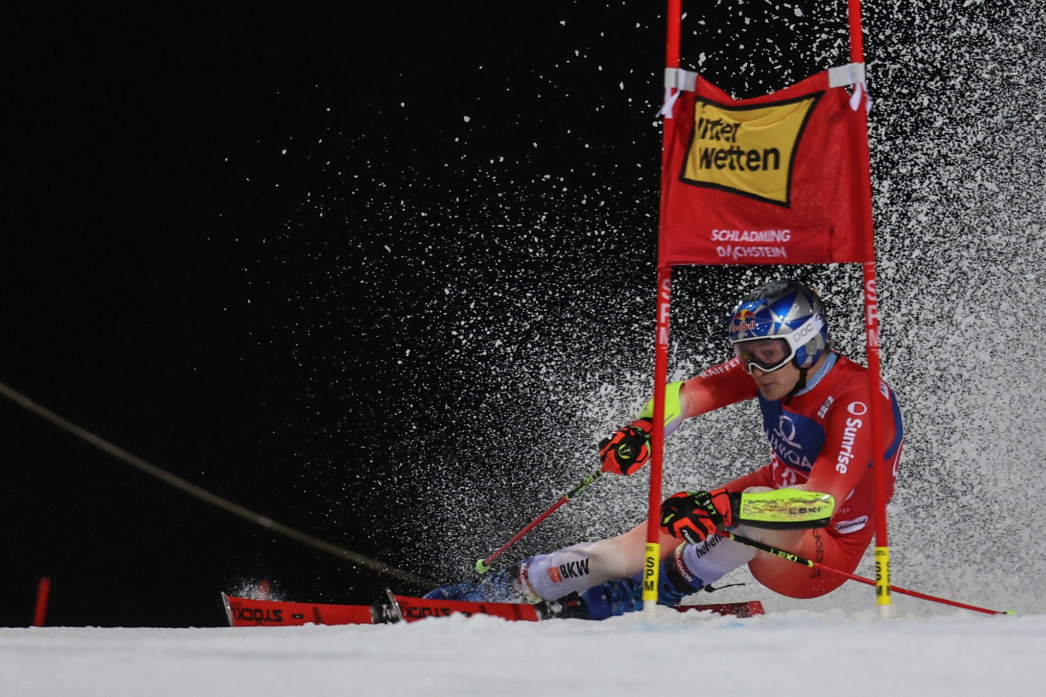 Der Schweizer Marco Odermatt beim Riesenslalom Schladming 2024