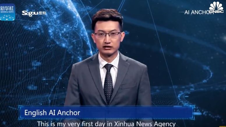 KI-Nachrichtensprecher im chinesischen Fernsehen 2018. | Bild:Screenshot Youtube/CNBC