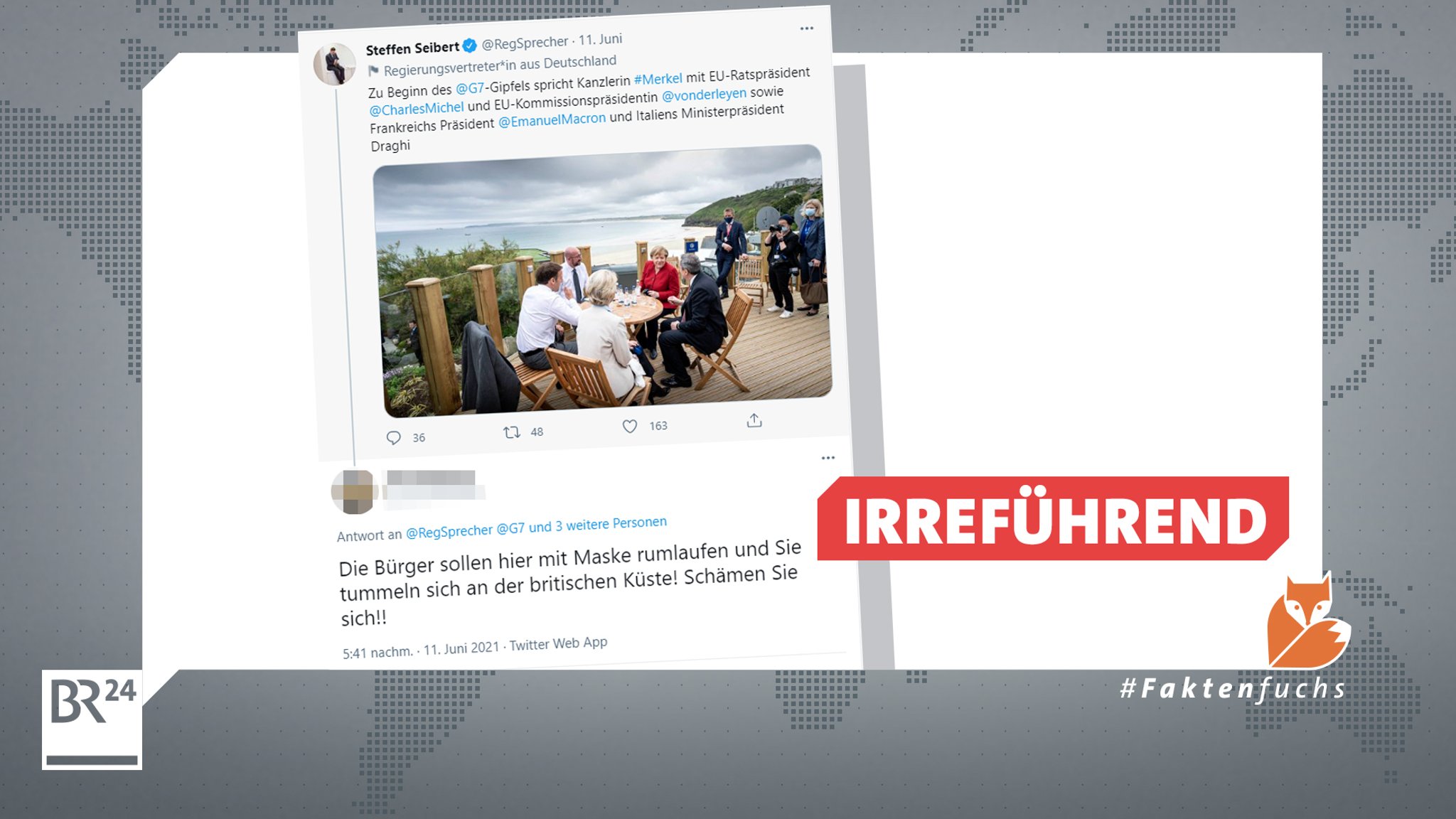 Unter dem Bild, das Regierungssprecher Steffen Seibert twittert, sammeln sich wütende Kommentare wie dieser. 